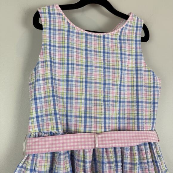 Bailey Boys Gingham Jackie Dress Girls Size Blue Purple‎ Plaid Sleeveless Tie - Picture 2 of 7